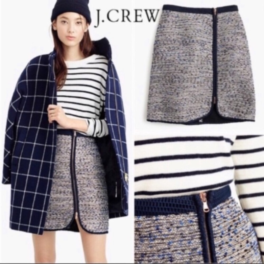 🎭J.CREW🎭METALLIC ZIP-UP TWEED SKIRT🎭